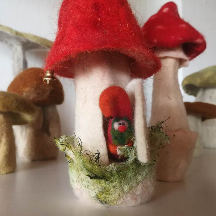 felted mushroom house for dwarves