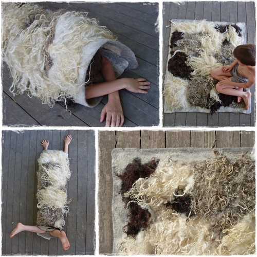 felting raw wool rug