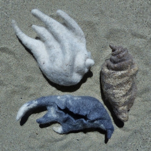 wet felted sea shells
