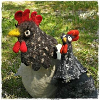 felting crazy chickens